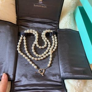 Tiffany double wrap pearls with heart clasp
